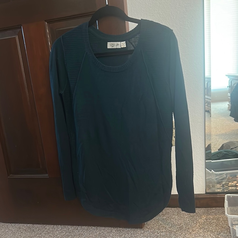 RD Style Dark Teal Scoop Neck Pullover Sweater